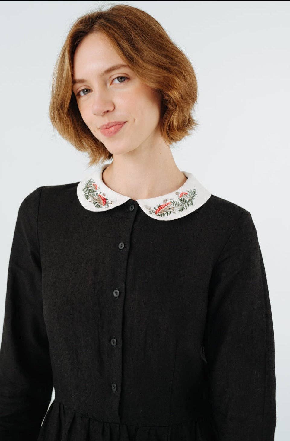 Son de Flor - Wholesale Dress - Women's - Classic Dress with Embroidered Wildwood Collar, Long Sleeve11