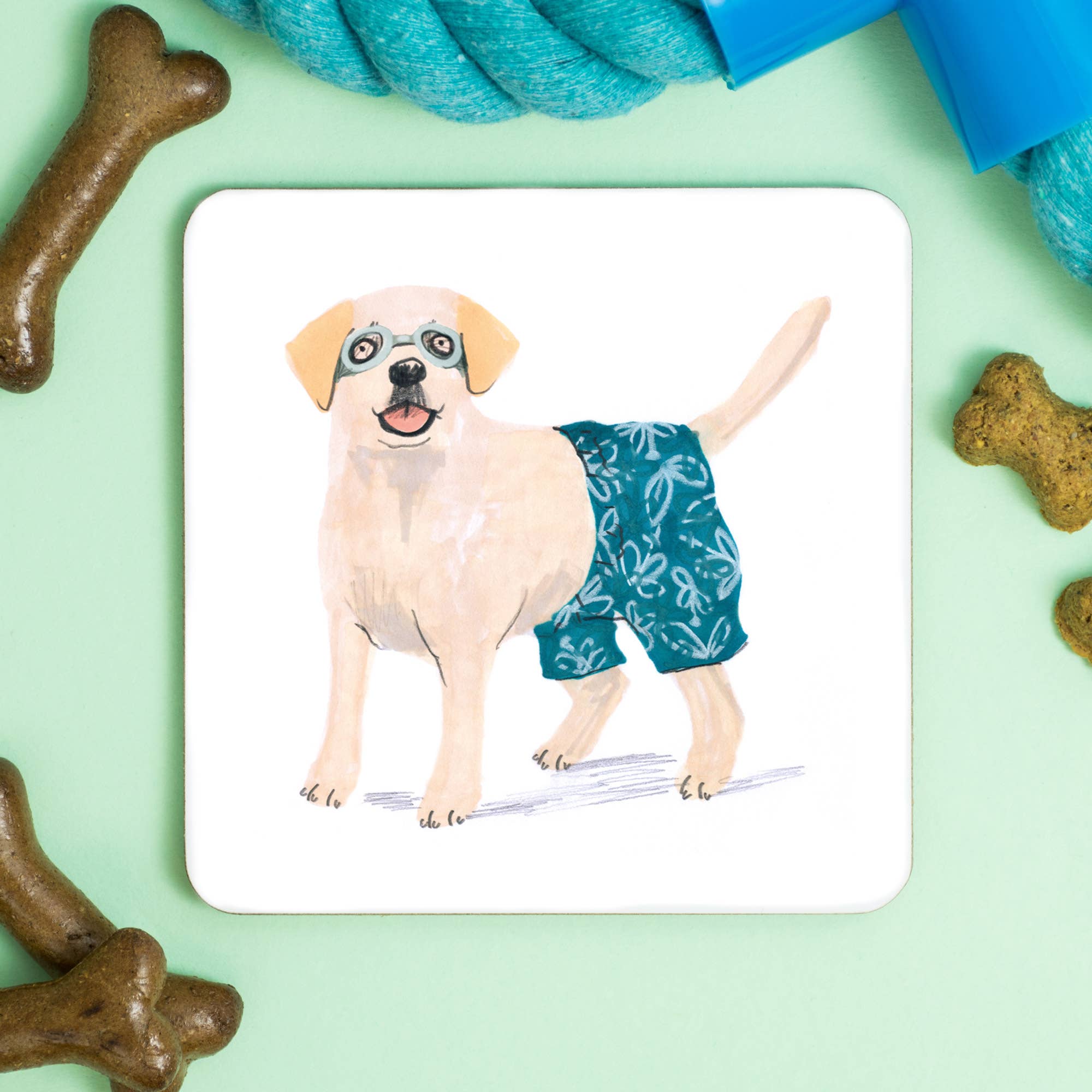 Jo Clark Design – wholesale Coasters – Labrador Swim Shorts Coaster
