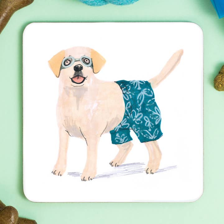 Jo Clark Design – wholesale Coasters – Labrador Swim Shorts Coaster0