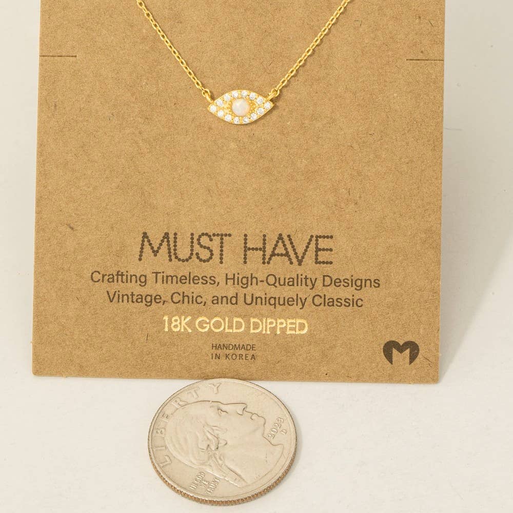 Fame Accessories - Venta al por mayor Collares con colgantes/abalorios - Collar con dije de ojo turco con baño de oro y engastado de ópalo2