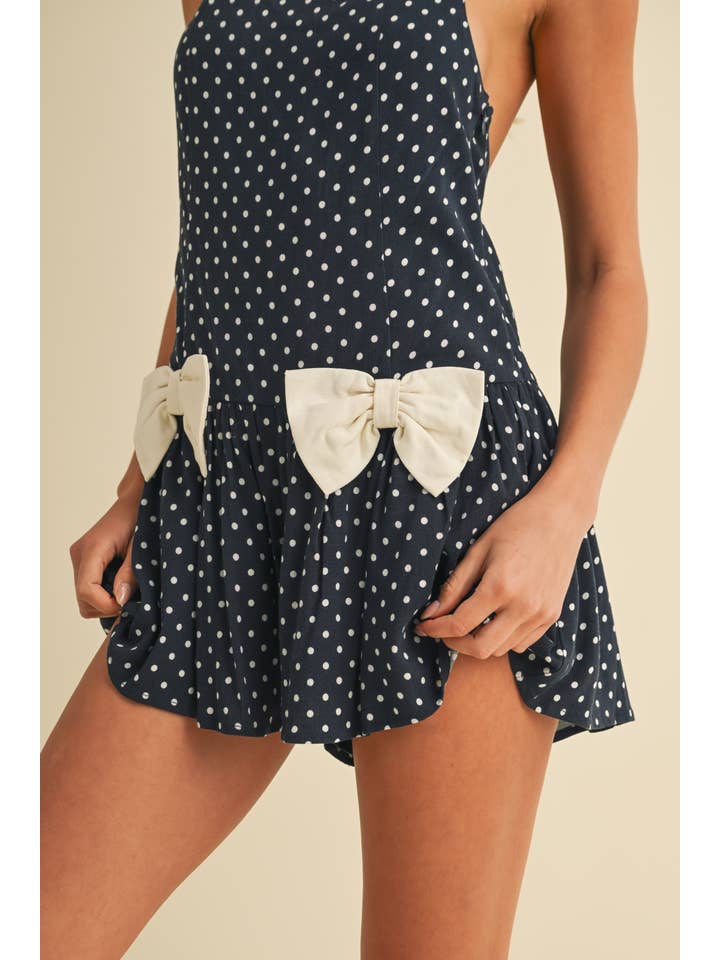 Klesis - Vente Combishort – femme - IR2204 COMBISHORT À POIS AVEC DÉTAILS NŒUD DEVANT11