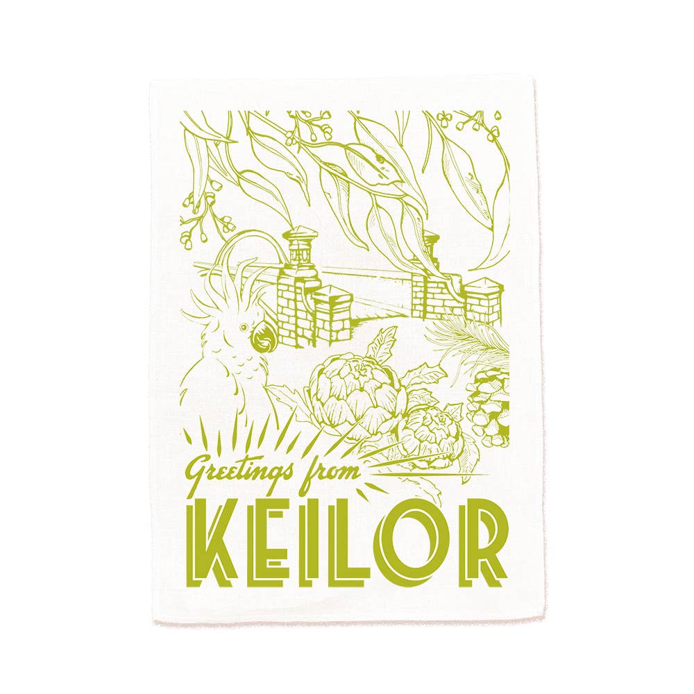 Happy Day People - Wholesale Tea Towel - Greetings from Keilor Printed Cotton Tea Towel
