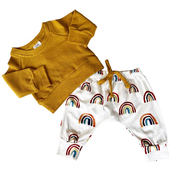 AnnLoren – Engroshandel Pyjamasæt - Børn – Rainbow Little Sleepies Pyjamas Baby Børnetøj Jogger Sæt4