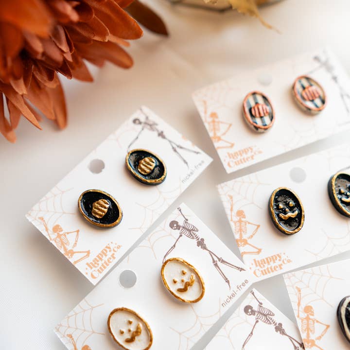 Happy Cutter Co - Wholesale Stud/Post Earrings - Halloween Stud Earrings | Cute Oval Halloween Accessories13