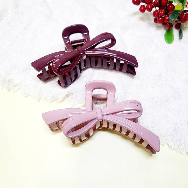 Glossy Color Ribbon Shape Hair Claw Clip for wholesale on Faire