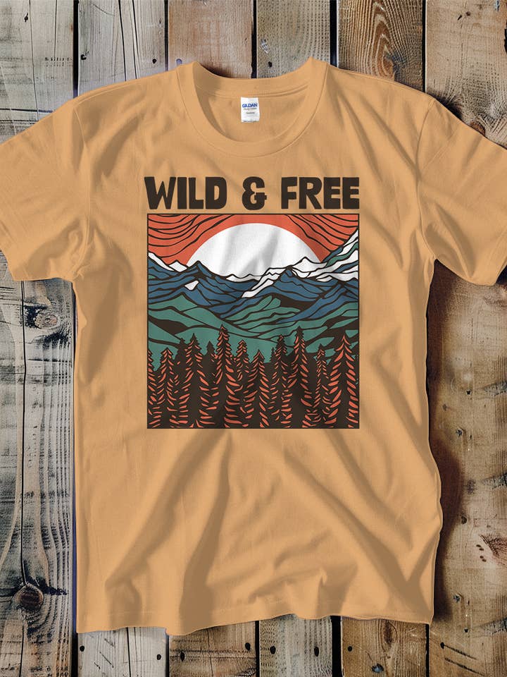 Wild And Free Mountain Unisex Tee for wholesale by Swift Retail