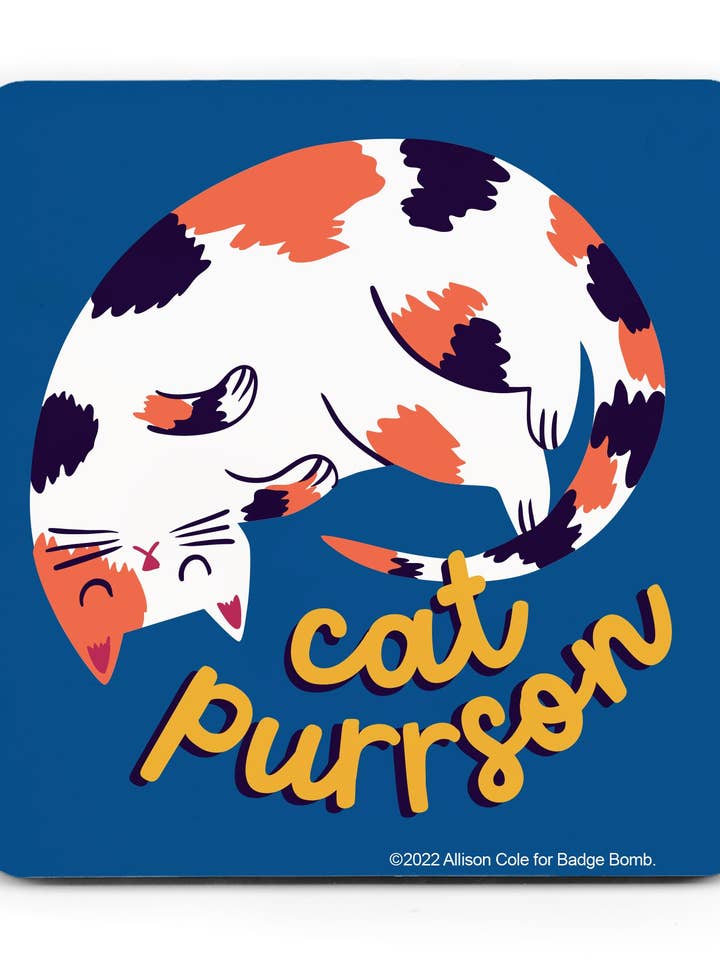 Allison Cole Illustration - Cat Purrson Coaster for wholesale by Incognito