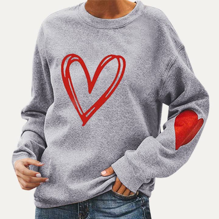 Valentine Special Hjertemønster Langærmet Grafisk Top for engroshandel hos The Moment Collection