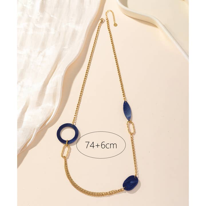 Blossom bijoux - Wholesale Y-Neck/Lariat Necklace - 24CCA013 Steel Long Chain Necklace