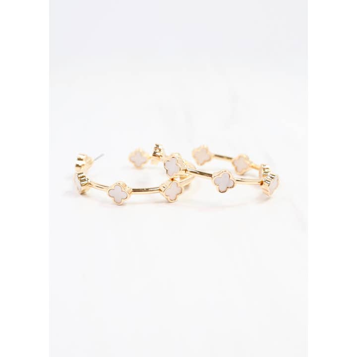 Caroline Hill - Wholesale Hoop Earrings - Stevens Clover Hoop Earring Gold