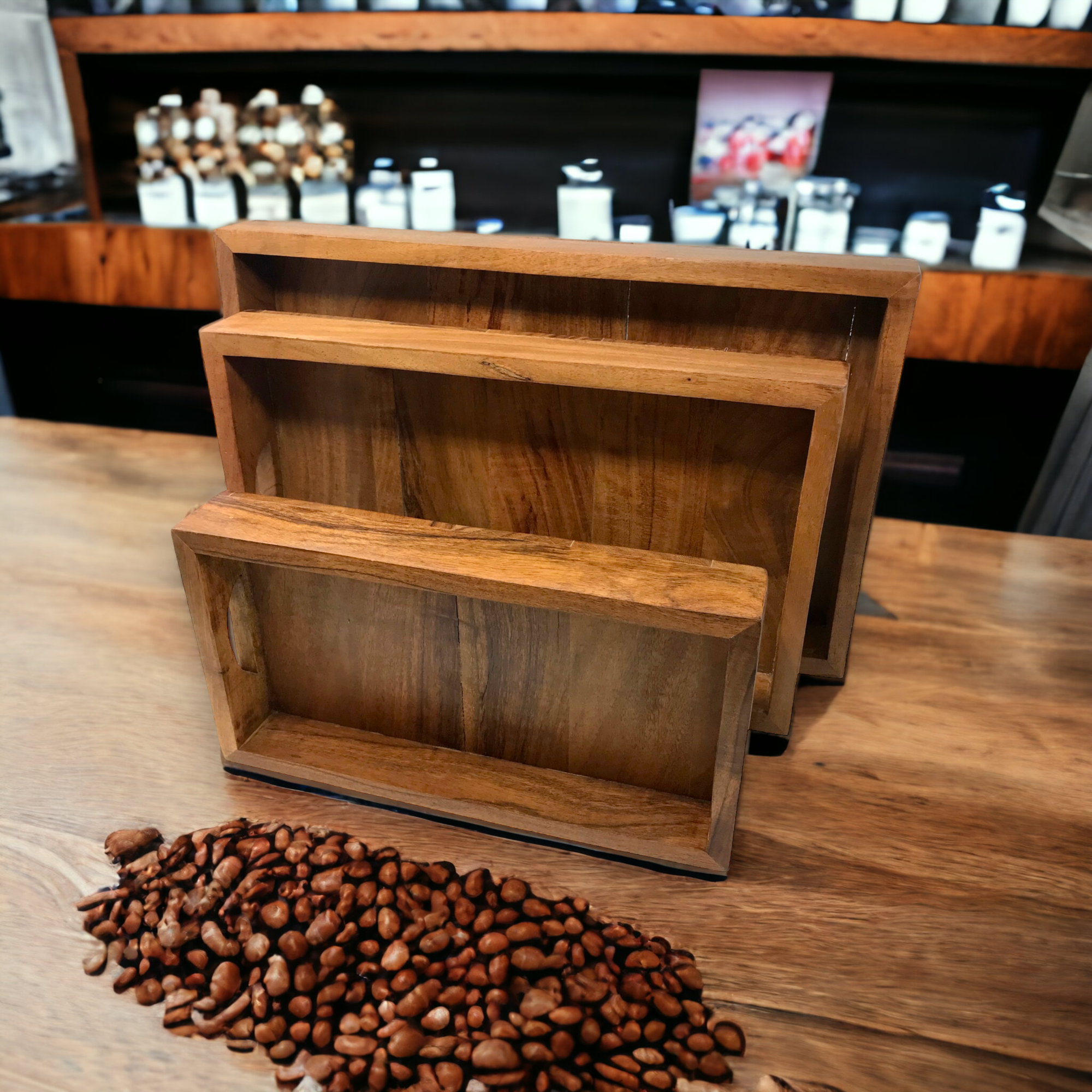 Wilco Home - Wholesale Serving Tray - Set of 3 "Cocktail" Acacia Wood Charcuterie Trays1