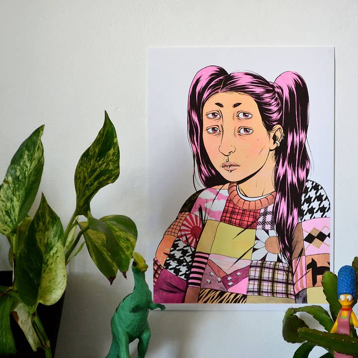 Lily Blakely - Wholesale Art Print - "Double Take" Risograph print A40