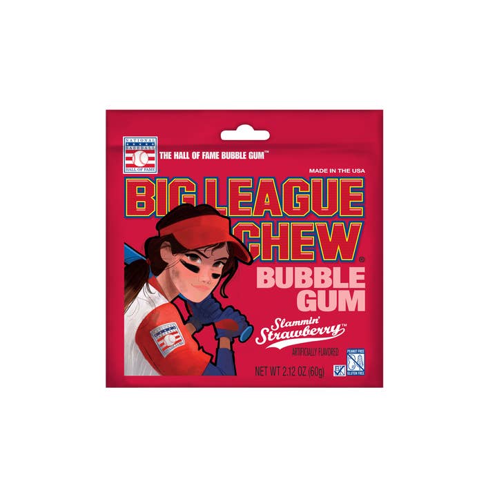 Long Island Candy Factory - Wholesale Chewing Gum - Big League Chew Girl Strawberry Bubble Gum 2.12 Oz 12 ct