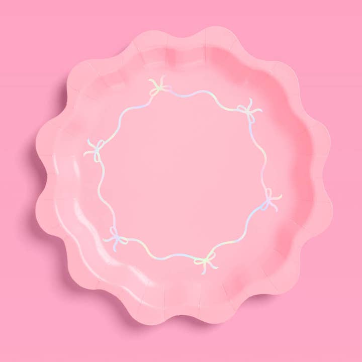 xo, Fetti - Wholesale Disposable Plate - Tying the Knot Plates - 24 paper plates, Bow, Coquette, Bday