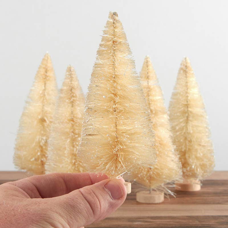 Factory Direct Craft – wholesale Artificial Christmas tree – 5" Frosted Creamy White Bottle Brush Trees (Bag of 6)1