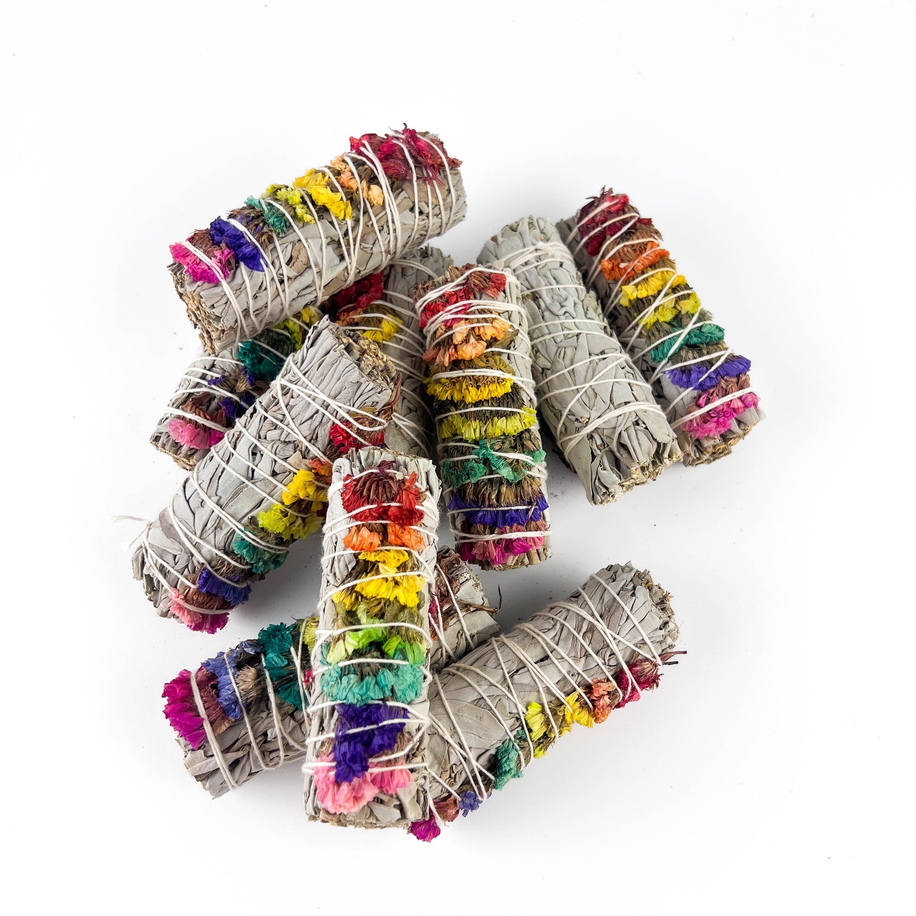 GREENROOTS USA LLC - Wholesale Sage Bundle - 7 Chakra Sinuata Flower White Sage 4" Organic Grown In Cali22