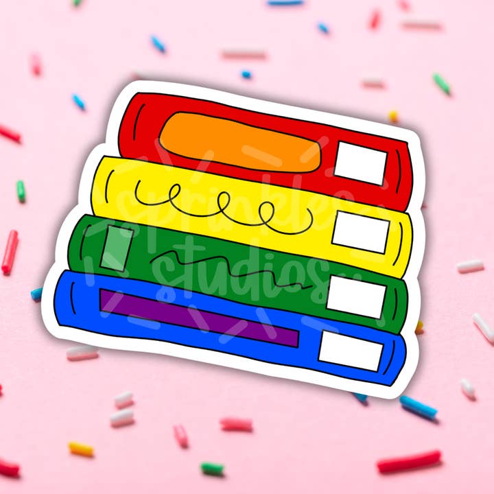 Pride Book Stack Vinyl Stickers for wholesale by Sprinkles Studios