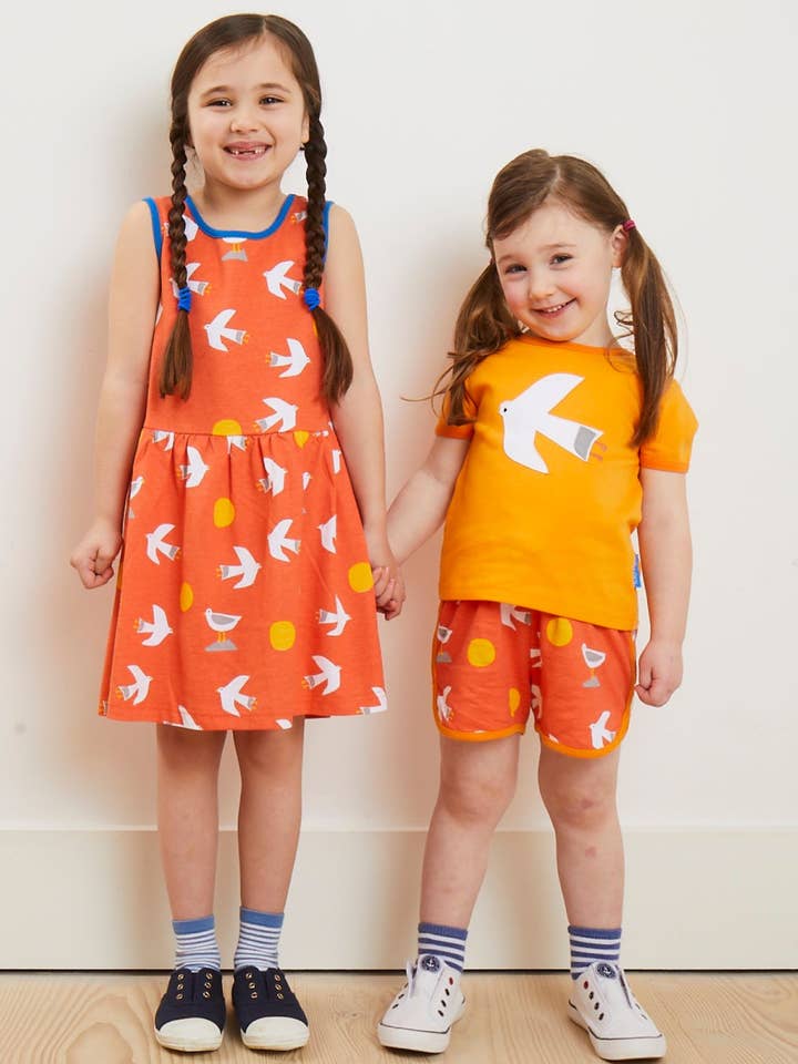 Organic Seagull Print Summer Dress for wholesale by Toby Tiger UK