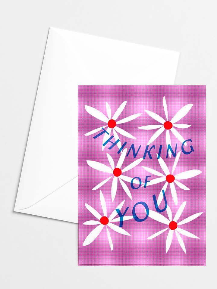 Thinking of You Risograph Greeting Card for wholesale by Mezzaluna Studio