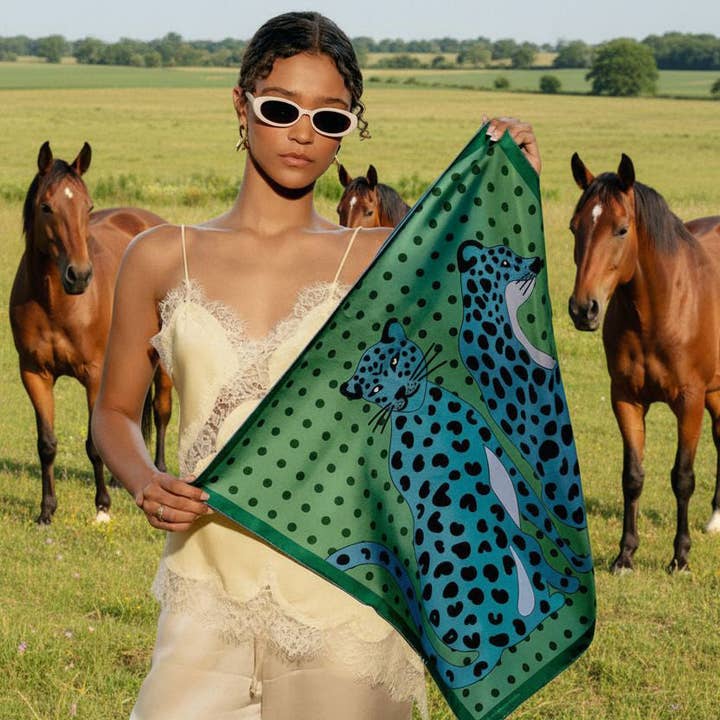 Jessie Zhao New York - Wholesale Scarf - Women's - Twin Leopards Double Sided Silk Scarf5