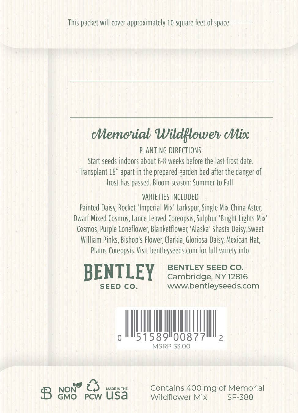 Bentley Seed Co. - Vente Carte de condoléances - Sincères condoléances Croix de fleurs religieuse - Mélange de graines de fleurs sauvages4