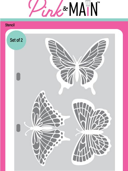 Betty's Butterflies Schabloner Set med 2 för wholesale av Pink and Main