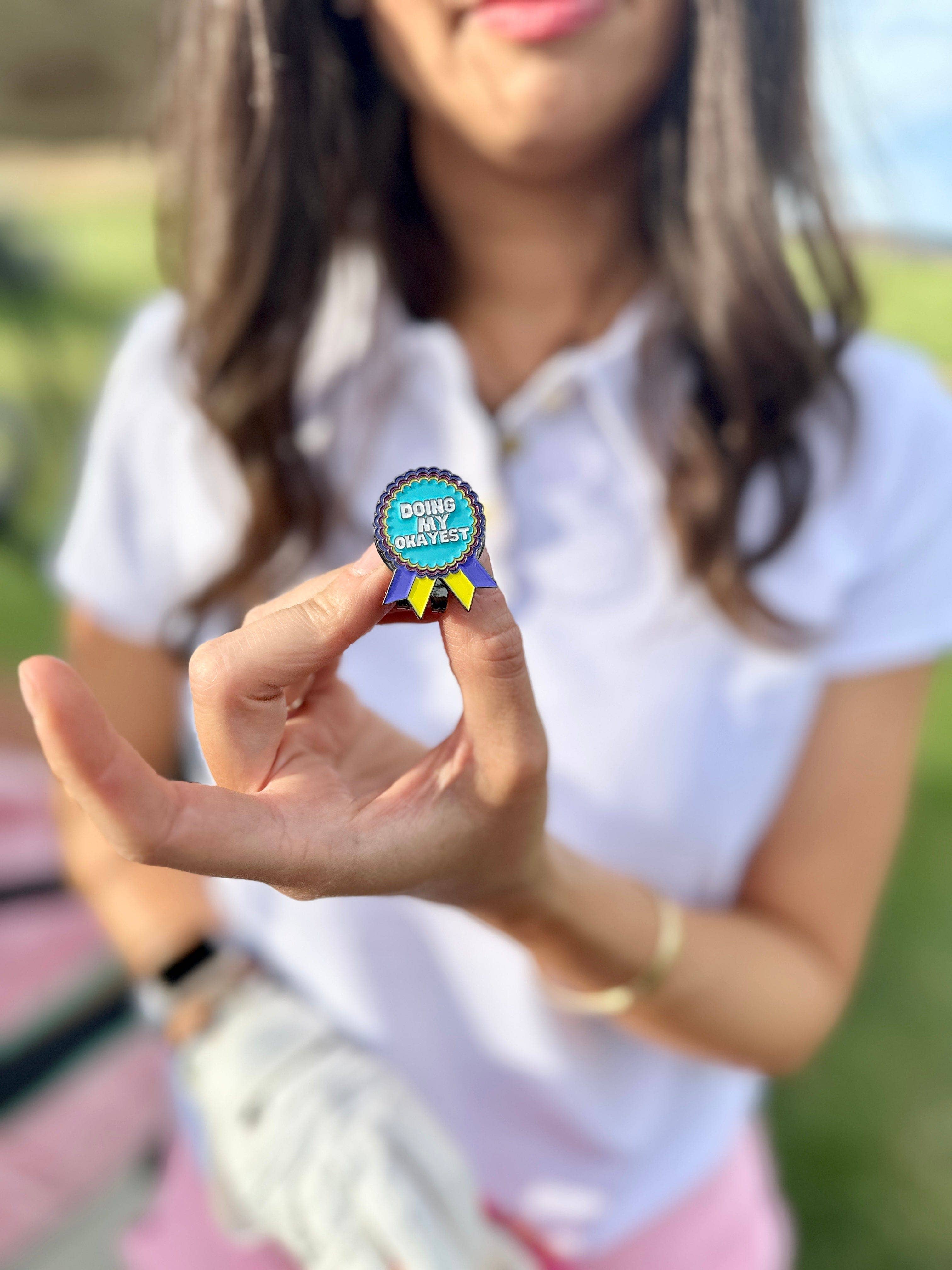 Neon Doing My Okayest Golf Ball Marker with Magnetic Hat Clip for wholesale on Faire4