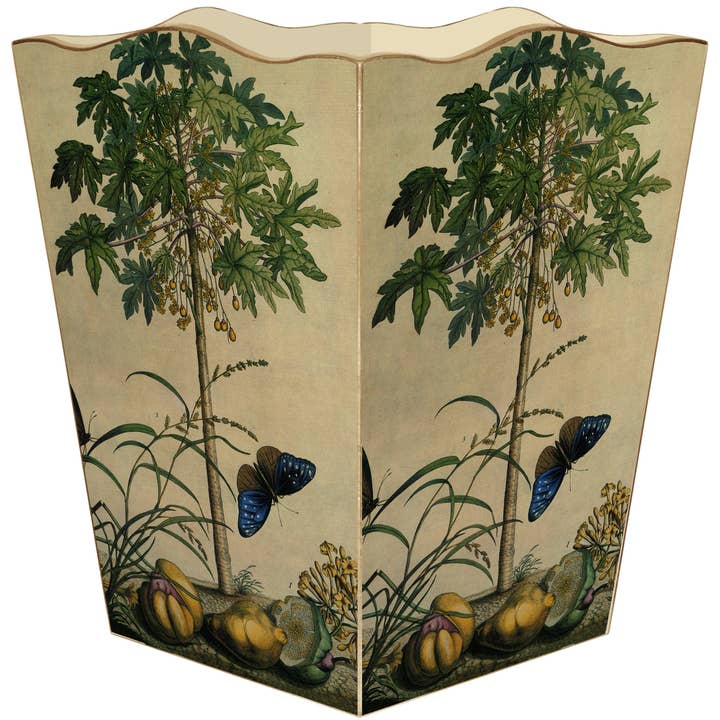 Brown Butterfly & Tree Wastepaper Basket for wholesale by Marye-Kelley