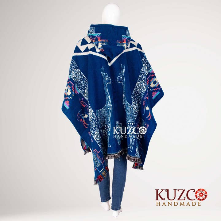 KuzcoHandmade - Wholesale Poncho - Men's - Alpaca Wool Poncho for Men with Native American Patterns