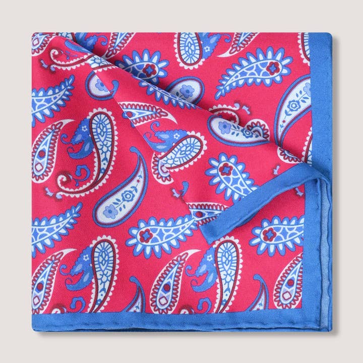 Brian Oak Limited – wholesale Pocket square – Men’s – Crimson Red Paisley Print Pocket Square