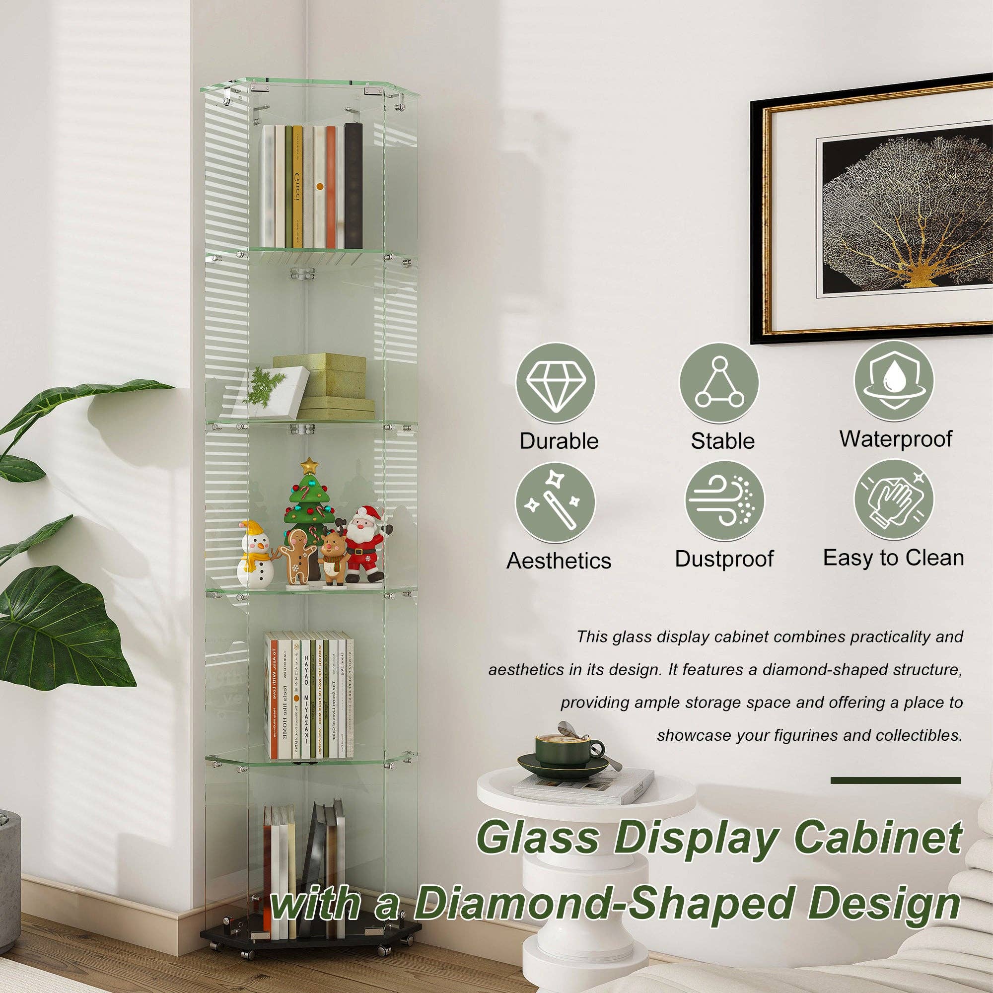 39F Inc. - Wholesale Display Case - 5-Tier Glass Display Cabinet with LED Lighting, Black2