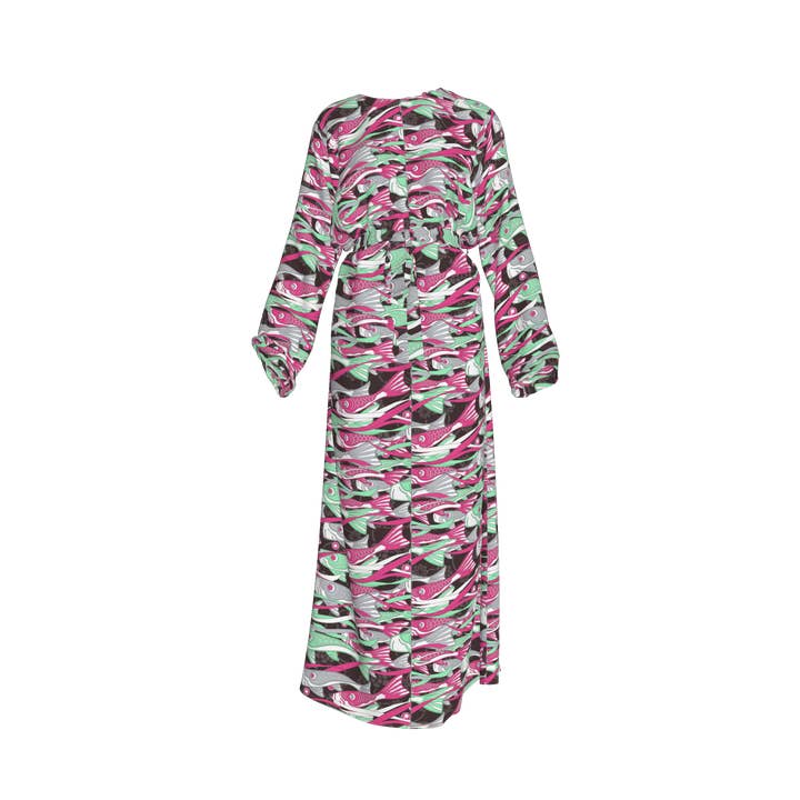Vestido Kimono Peixes Rosa por atacado de Hadley Pollet
