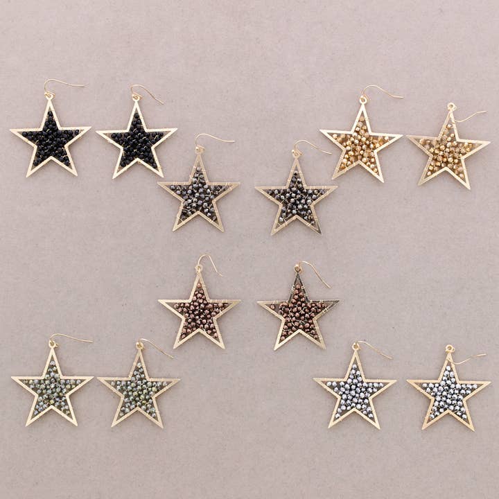 Sonata - Wholesale Snap Jewelry - Star Earrings Metal Faceted Crystals8