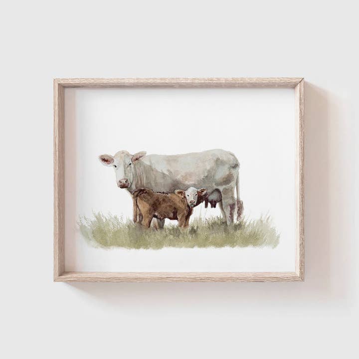 Cow and Calf Art Print for wholesale by Tabitha Paige