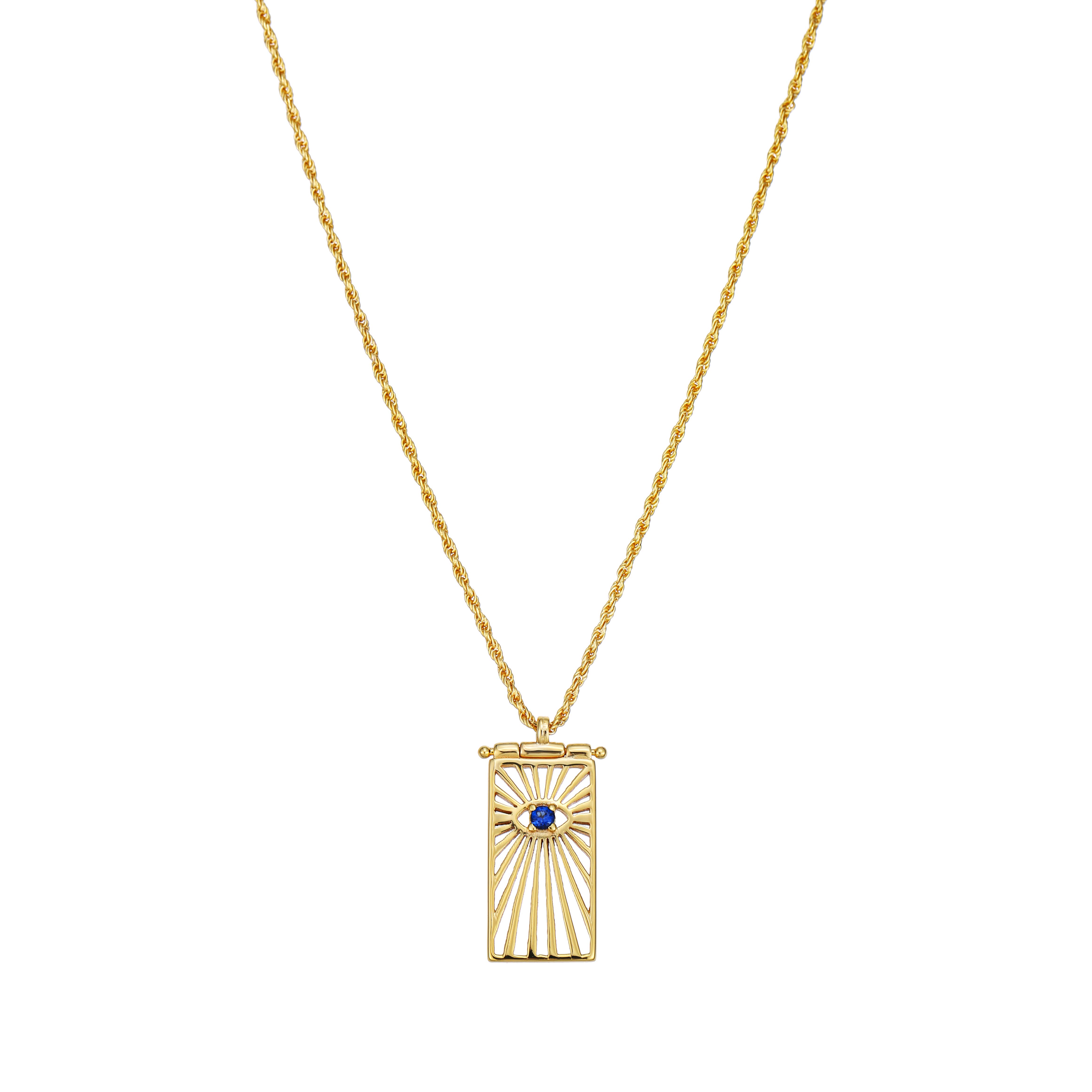 Spitfire Girl - Wholesale Pendant/Charm Necklace - Starmaker Sapphire Rectangle Eye Necklace2