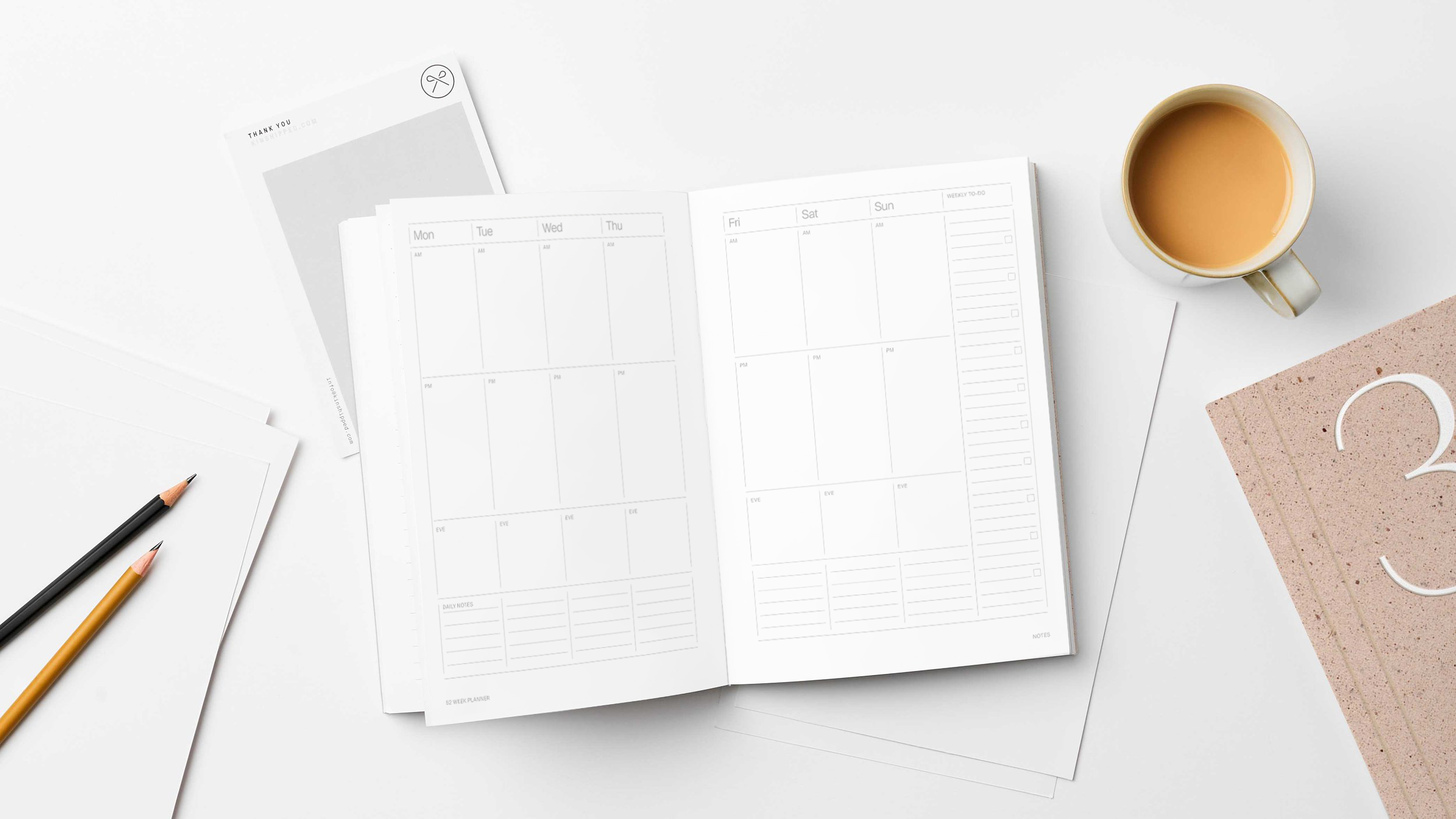 Kinshipped – wholesale Journal/diary – A5 CORAL UNDATED 52 WEEK PLANNER1