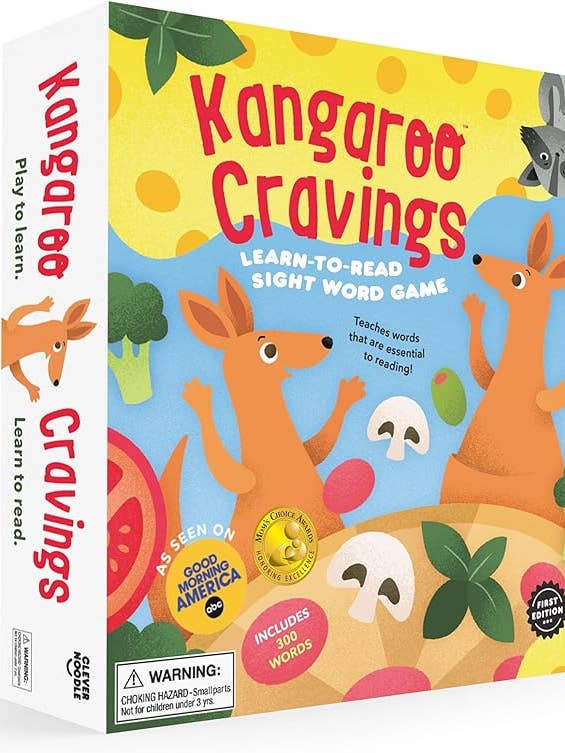 Kangaroo Cravings. A learn-to-read board game. for wholesale by Clever Noodle
