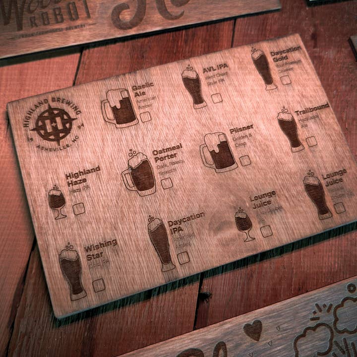 Customizable Wooden Postcards - Favorite Brews for wholesale by Rad Werx Design