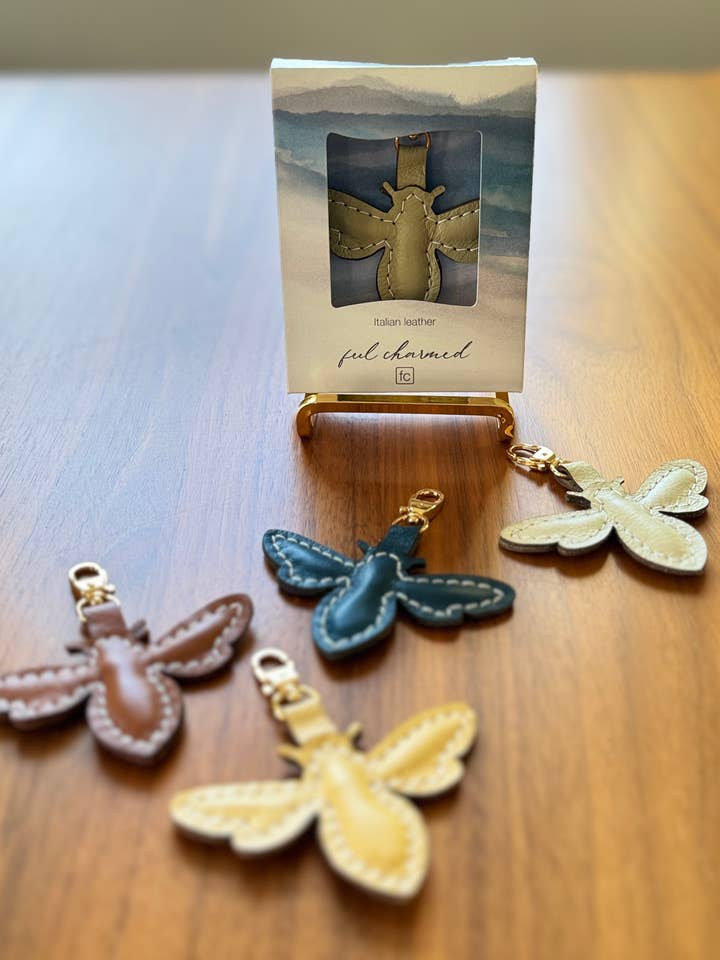 Leather Bee Charm for bags, luggage, keys for wholesale by FEEL Charmed
