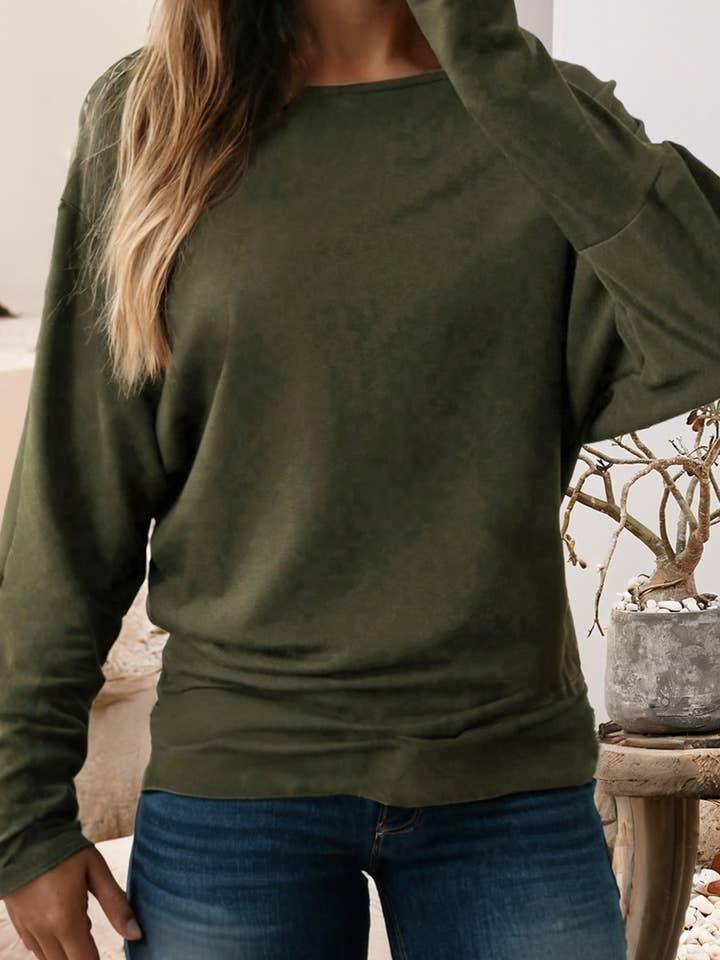 LDC Solid Long-sleeved Basic Casual Top for wholesale by Little Daisy Closet