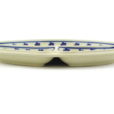 Divided Dish 11" Daisy Dot Theme for wholesale by Polmedia Polish Pottery