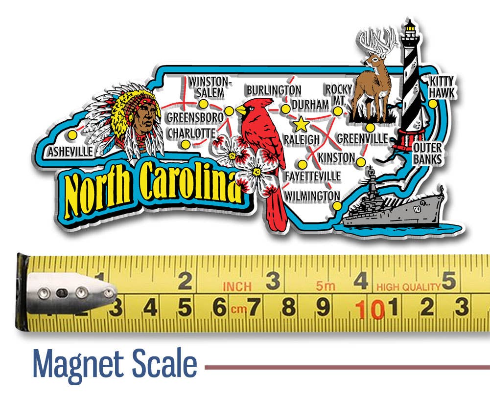 7 Star – wholesale Magnet – North Carolina Jumbo State Magnet, Tillverkad i USA1