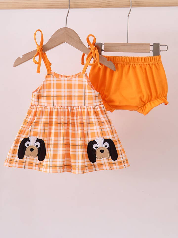 Tennessee Go vols applique plaid bloomer set for wholesale by Aspen Rain Boutique