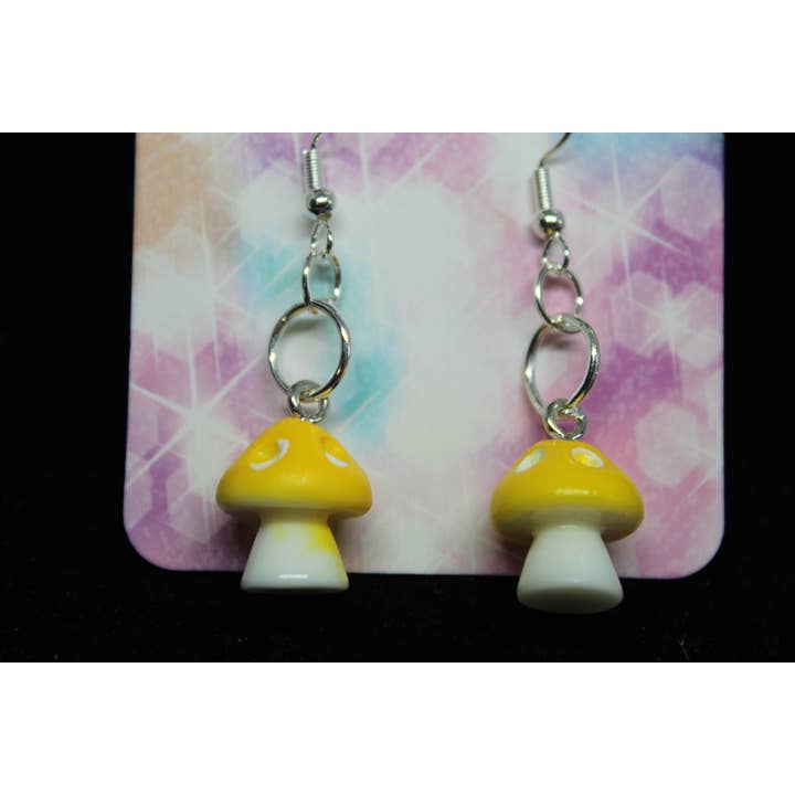 Witchcrafted in MI - Wholesale Dangle Earrings - Yellow Mushroom Earrings Cottagecore Witch Witchy Jewelry