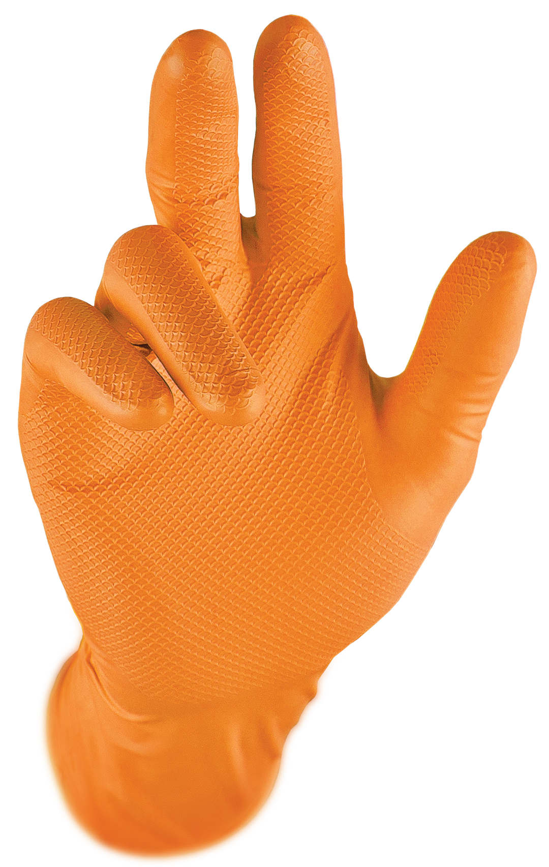 S&U FairTrade UG - Wholesale Gloves - Unisex - Grippaz Nitrile Fishscale 240mm 6mil 50pcs/box Orange Size L1