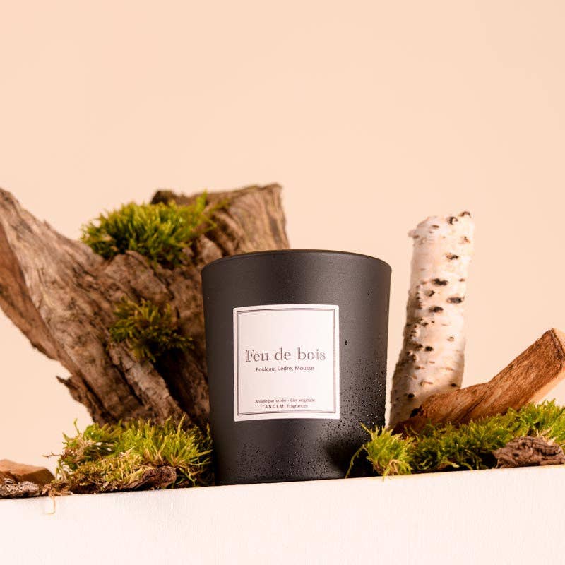 T A N D E M . Fragrances - Wholesale Jar/Filled Candle - Wood fire scented candle black glass