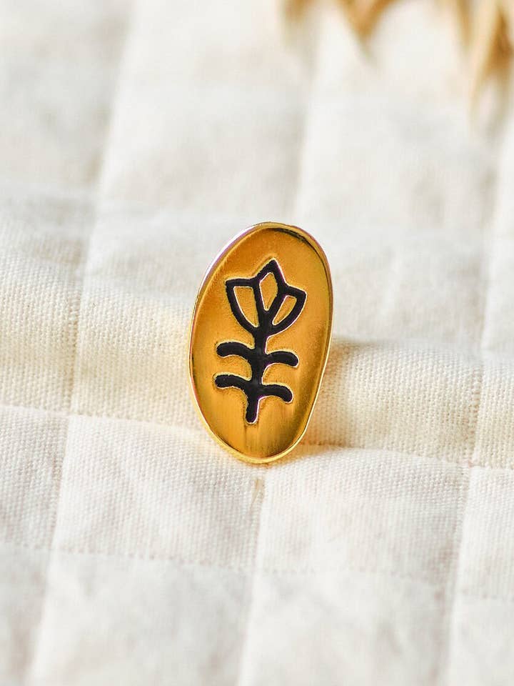 Folk Art Flower Enamel Pin Badge for wholesale by Claire Paul