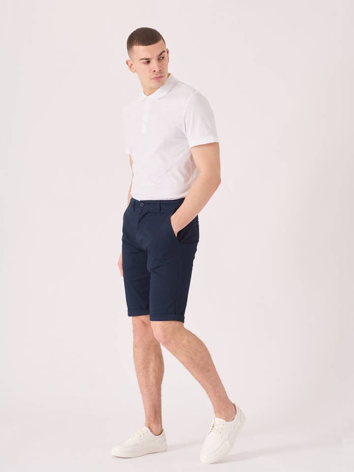 Midnight Weston Stretch Slim Fit Chino Shorts - Dark Navy Blue for wholesale by JMOJO UK Limited