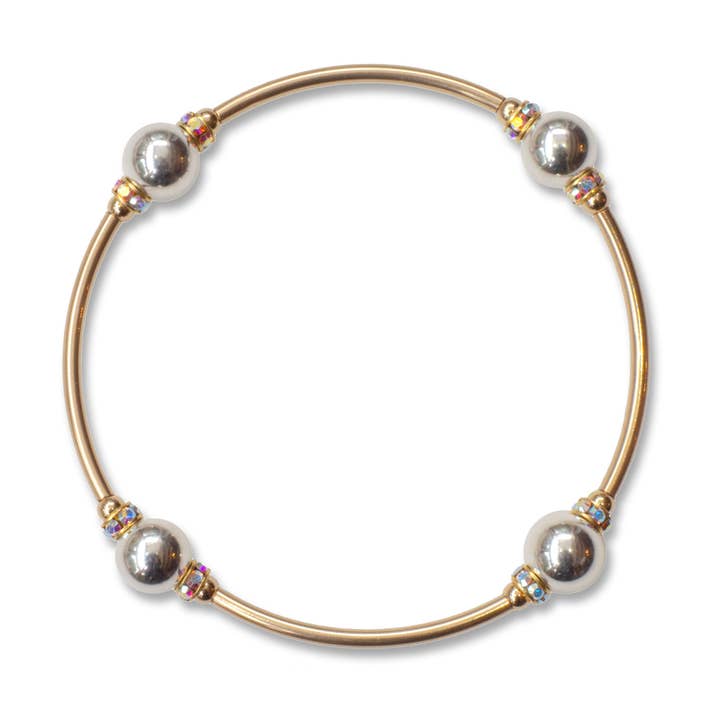 8mm Crystal Sterling Silver and Gold Blessing Bracelet for wholesale by Made as Intended