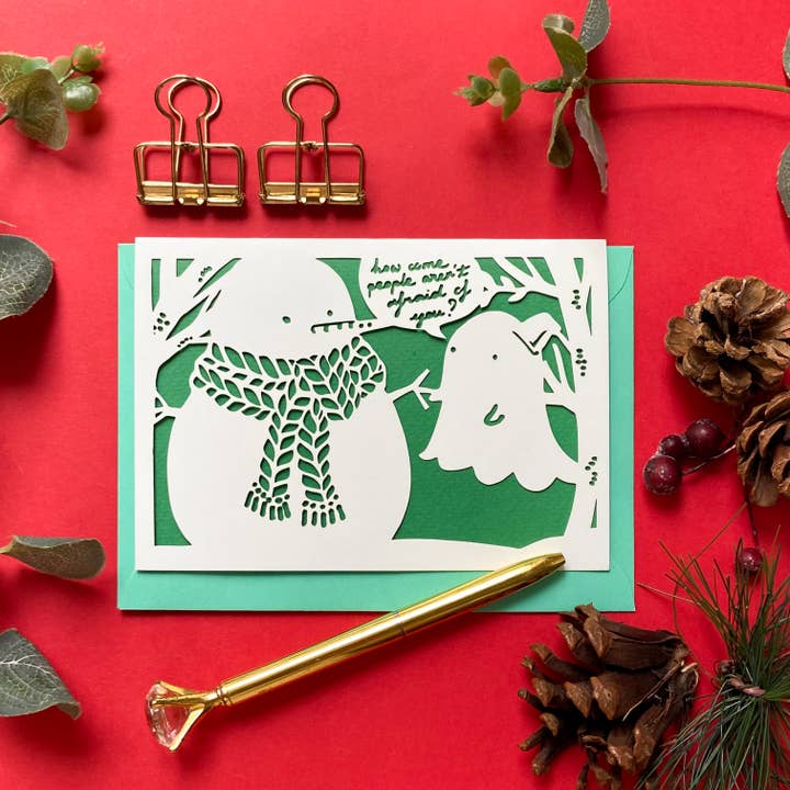 Schneemannkarte, Lustige Weihnachtskarte, Humorvolle Weihnachtskarte für den Großhandel von Chow's Stories